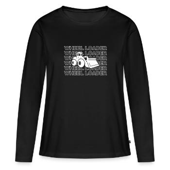 Chargeuse sur pneus - T-shirt manches longues Premium bio Femme - noir - Devant - Julia (174cm)
