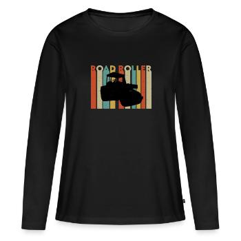 Construction de routes à rouleaux rétro - T-shirt manches longues Premium bio Femme - noir - Devant - Julia (174cm)