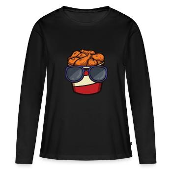 Seau de poulet frit avec - T-shirt manches longues Premium bio Femme - noir - Devant - Julia (174cm)