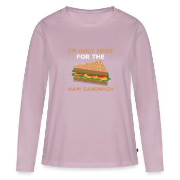 Pain au jambon - T-shirt manches longues Premium bio Femme - rose poudré - Devant - Julia (174cm)