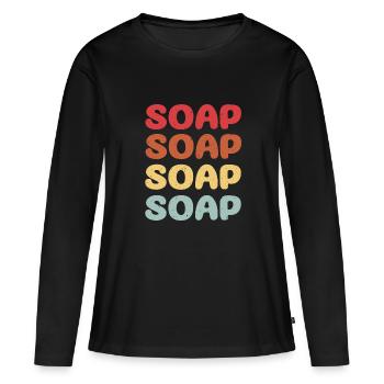 Savon - T-shirt manches longues Premium bio Femme - noir - Devant - Julia (174cm)