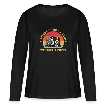 Amoureux des chiots - T-shirt manches longues Premium bio Femme - noir - Devant - Julia (174cm)