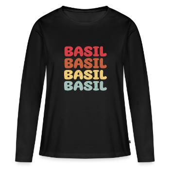Police de basilic - T-shirt manches longues Premium bio Femme - noir - Devant - Julia (174cm)