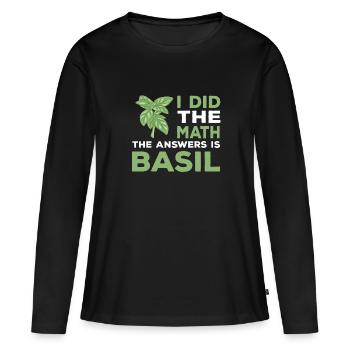 Drôle de conception de basilic - T-shirt manches longues Premium bio Femme - noir - Devant - Julia (174cm)