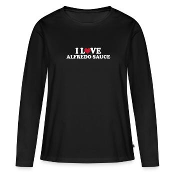 J’adore la sauce Alfredo - T-shirt manches longues Premium bio Femme - noir - Devant - Julia (174cm)