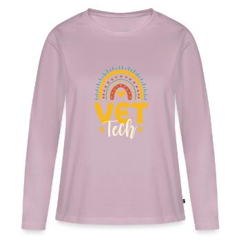 Technicien vétérinaire - T-shirt manches longues Premium bio Femme - rose poudré - Devant - Julia (174cm)