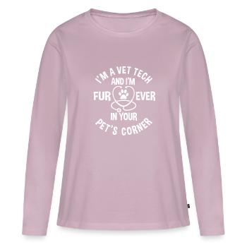 Technicien vétérinaire - T-shirt manches longues Premium bio Femme - rose poudré - Devant - Julia (174cm)