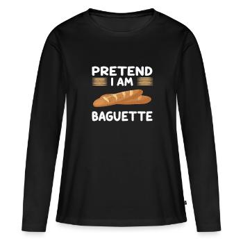 Amateurs de baguette - T-shirt manches longues Premium bio Femme - noir - Devant - Julia (174cm)