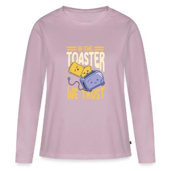 Conception de grille-pain amusante - T-shirt manches longues Premium bio Femme - rose poudré - Devant - Julia (174cm)