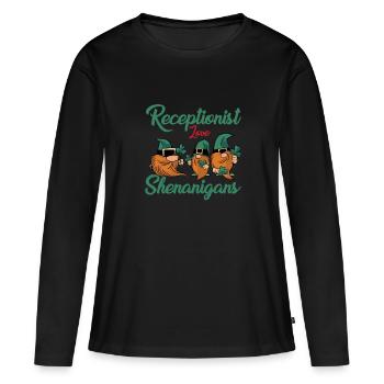 Drôle de réceptionniste Saint-Patrick - T-shirt manches longues Premium bio Femme - noir - Devant - Julia (174cm)