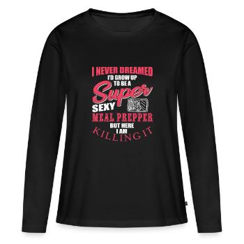 Retro Ferry Vêtements Porte-conteneurs - T-shirt manches longues Premium bio Femme - noir - Devant - Julia (174cm)