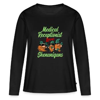 Réceptionniste médicale Saint-Patrick - T-shirt manches longues Premium bio Femme - noir - Devant - Julia (174cm)