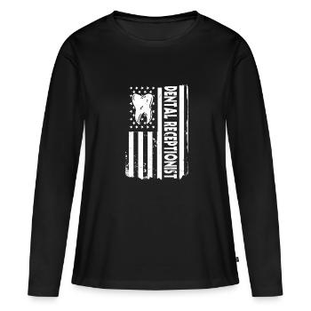 Assistant dentaire États-Unis - T-shirt manches longues Premium bio Femme - noir - Devant - Julia (174cm)