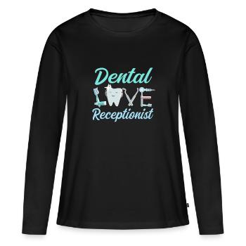 Costume de réceptionniste dentaire - T-shirt manches longues Premium bio Femme - noir - Devant - Julia (174cm)