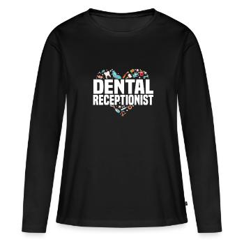 Assistante dentaire coeur - T-shirt manches longues Premium bio Femme - noir - Devant - Julia (174cm)
