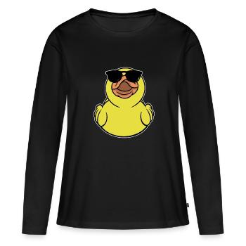 Gummi Ente Mit Sonnenbrille - Frauen Premium Bio Langarmshirt - Schwarz - Vorne - Julia (174cm)