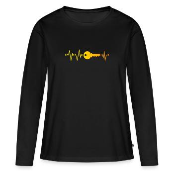 Schlüssel Herzschlag - Frauen Premium Bio Langarmshirt - Schwarz - Vorne - Julia (174cm)