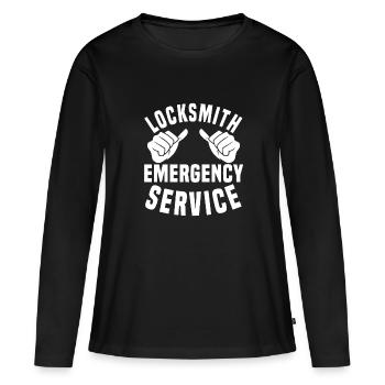 Schlosser Notdienst Schlüsseldienst - Frauen Premium Bio Langarmshirt - Schwarz - Vorne - Julia (174cm)