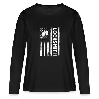 Amerikanischer Schlosser - Frauen Premium Bio Langarmshirt - Schwarz - Vorne - Julia (174cm)