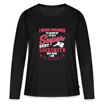 Lustiges Schlüsseldienst Geschenkidee - Frauen Premium Bio Langarmshirt - Schwarz - Vorne - Julia (174cm)