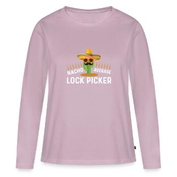 Pas si moyen cracker de verrouillage - T-shirt manches longues Premium bio Femme - rose poudré - Devant - Julia (174cm)