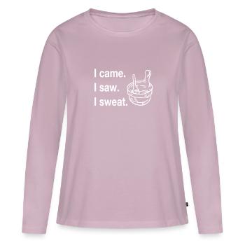 Retro Ferry Vêtements Porte-conteneurs - T-shirt manches longues Premium bio Femme - rose poudré - Devant - Julia (174cm)