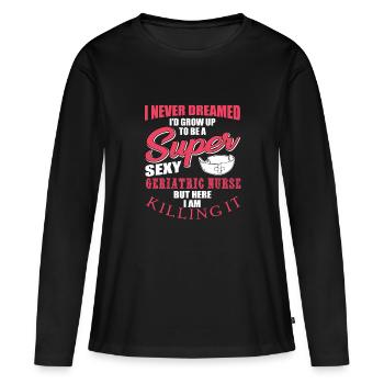Retro Ferry Vêtements Porte-conteneurs - T-shirt manches longues Premium bio Femme - noir - Devant - Julia (174cm)