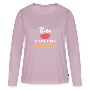 Retro Ferry Vêtements Porte-conteneurs - T-shirt manches longues Premium bio Femme - rose poudré - Devant - Julia (174cm)