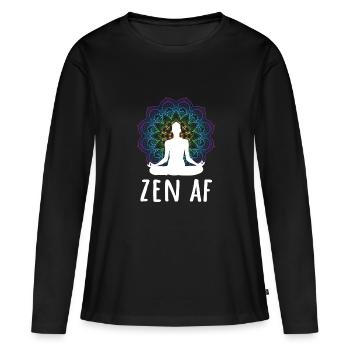 Zen AF Yoga Mantra - T-shirt manches longues Premium bio Femme - noir - Devant - Julia (174cm)