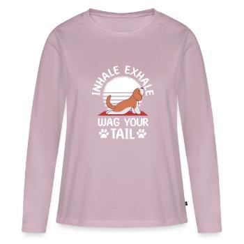 Retro Ferry Vêtements Porte-conteneurs - T-shirt manches longues Premium bio Femme - rose poudré - Devant - Julia (174cm)