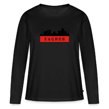 Ville de Zagreb - Croatie - T-shirt manches longues Premium bio Femme - noir - Devant - Julia (174cm)