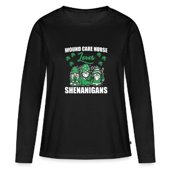 Infirmière en soins des plaies Saint-Patrick - T-shirt manches longues Premium bio Femme - noir - Devant - Julia (174cm)