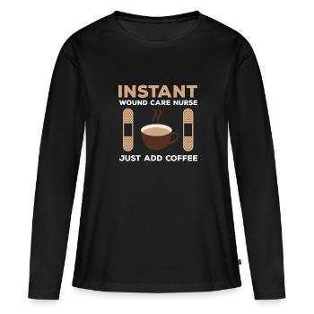 Grand café d’infirmière en soins des plaies - T-shirt manches longues Premium bio Femme - noir - Devant - Julia (174cm)