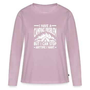 Conception de problèmes de camping amusants - T-shirt manches longues Premium bio Femme - rose poudré - Devant - Julia (174cm)