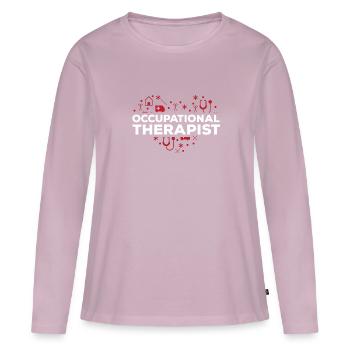 Ergothérapeute - T-shirt manches longues Premium bio Femme - rose poudré - Devant - Julia (174cm)