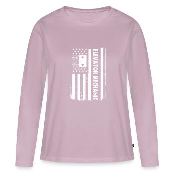 USA Flag Elevator Mechanic America - Women's Premium Organic Long Sleeve Shirt - dusky pink - Front - Julia (174cm)