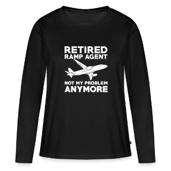Agent de rampe à la retraite n’est plus mon problème - T-shirt manches longues Premium bio Femme - noir - Devant - Julia (174cm)