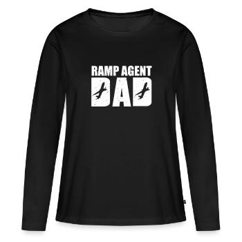 Drôle d’agent de rampe Papa Aircraft Service - T-shirt manches longues Premium bio Femme - noir - Devant - Julia (174cm)