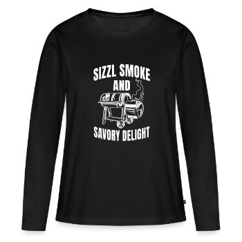 Meat Smoke Apparel Smoke BBQ - T-shirt manches longues Premium bio Femme - noir - Devant - Julia (174cm)