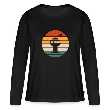 Tour de contrôle rétro du trafic aérien - T-shirt manches longues Premium bio Femme - noir - Devant - Julia (174cm)