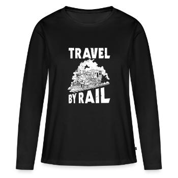 Reisen Sie Mit Der Bahn - Frauen Premium Bio Langarmshirt - Schwarz - Vorne - Julia (174cm)