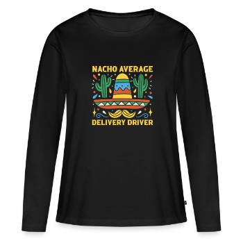 Chauffeur-livreur pas si moyen - T-shirt manches longues Premium bio Femme - noir - Devant - Julia (174cm)