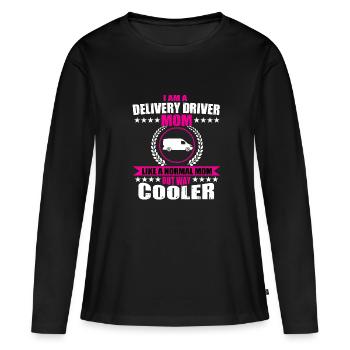 Drôle de chauffeur-livreur Fête des mères - T-shirt manches longues Premium bio Femme - noir - Devant - Julia (174cm)