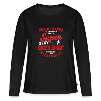 Assistante au conseil d’administration - T-shirt manches longues Premium bio Femme - noir - Devant - Julia (174cm)