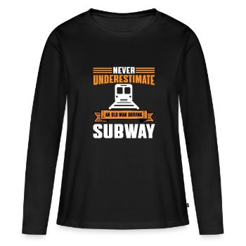 Drôle de conducteur de métro masculin - T-shirt manches longues Premium bio Femme - noir - Devant - Julia (174cm)