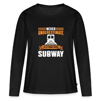 Drôle de conductrice de métro - T-shirt manches longues Premium bio Femme - noir - Devant - Julia (174cm)