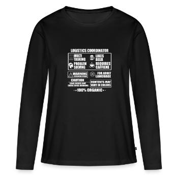 Drôle de coordinateur logistique - T-shirt manches longues Premium bio Femme - noir - Devant - Julia (174cm)