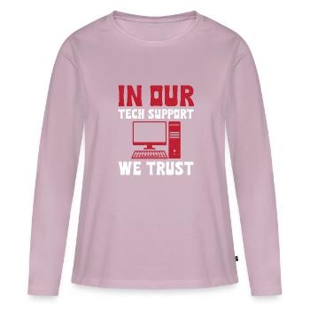 Nous comptons sur notre support technique - T-shirt manches longues Premium bio Femme - rose poudré - Devant - Julia (174cm)
