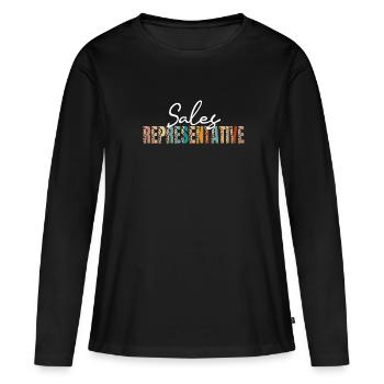 Représentant commercial - T-shirt manches longues Premium bio Femme - noir - Devant - Julia (174cm)