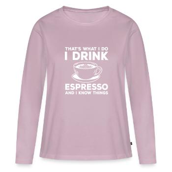 Lustiger Espresso Trinker Caffee Latte - Frauen Premium Bio Langarmshirt - Altrosa - Vorne - Julia (174cm)